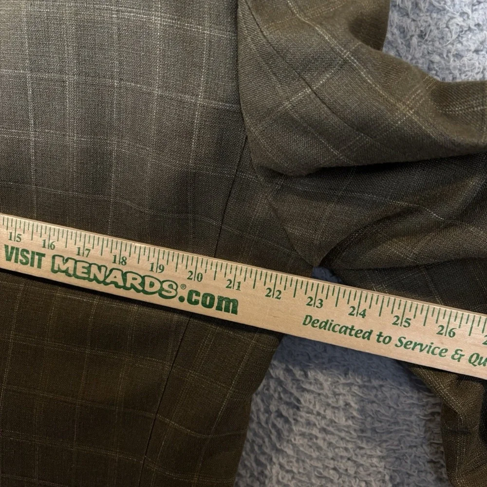 Nordstrom Blazer Mens 42L Olive‎ Windowpane E Thomas Silk Wool Linen Sport Coat